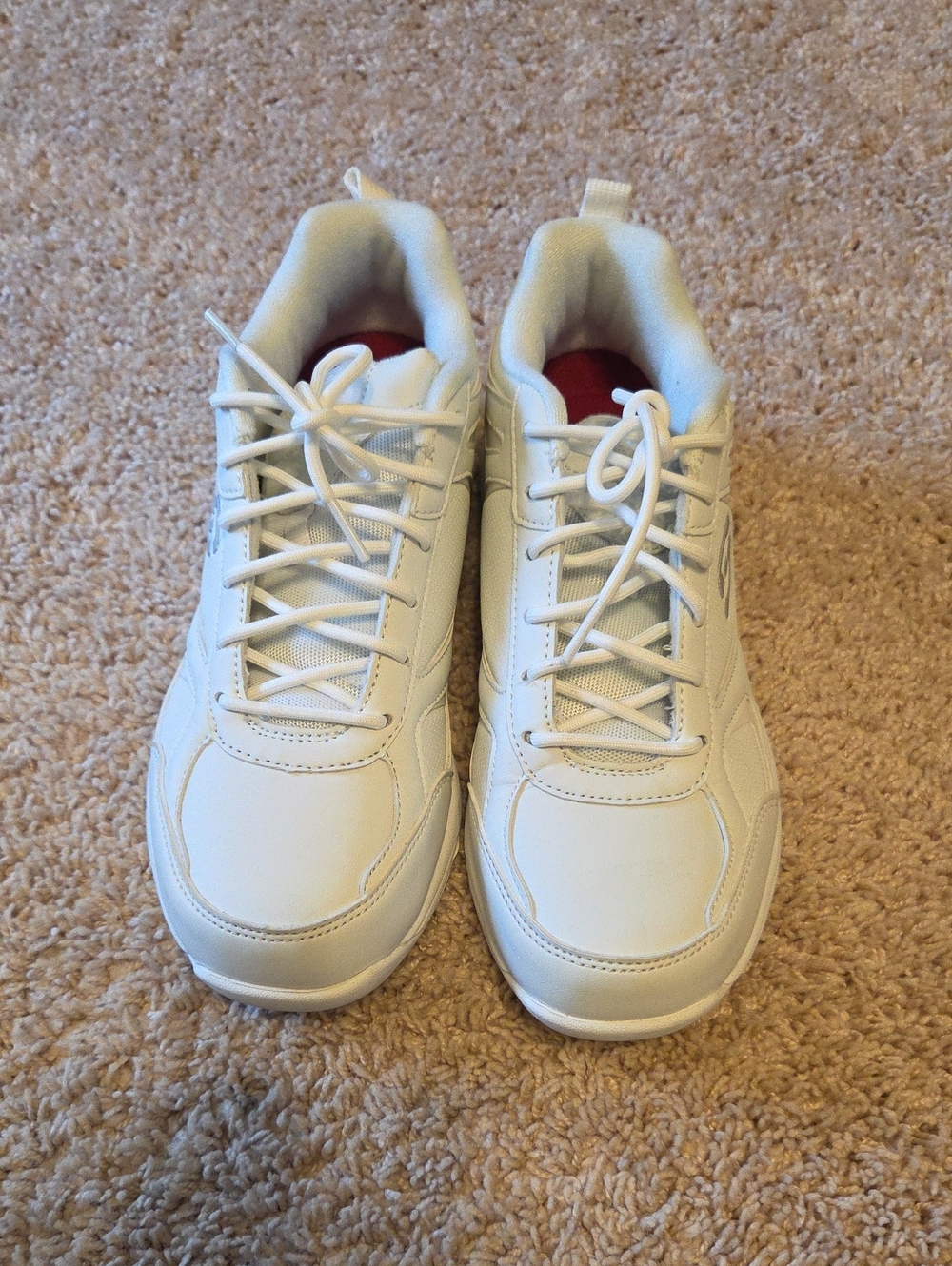 Skechers White Work Slip-Resistant Sneakers with Red Insole